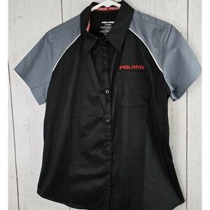 Polaris Womens Snowmobile ATV‎ Shirt Black Gray Large Garage Shirt Outdoor Sport